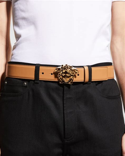 versace medusa buckle leather belt